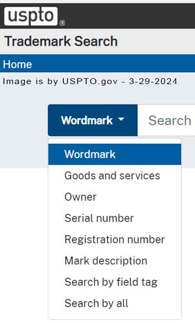 Choose what to search for in the TM database